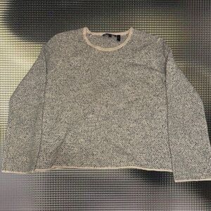 Theory Cream and Gray Crewneck Sweater